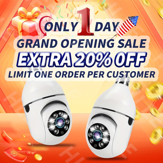 Smart HD WiFi Light-Bulb Surveillance Camera – 360° Panoramic Monitoring, 1440p, Remote Two-Way Talk & Motion Alerts (2-Pack)