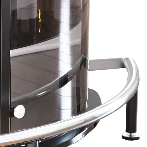 Ariana Bar Table/Server – Demilune Mixed-Media Bar with Smoked Glass Shelves, Stemware Holder & Footrest, 51" × 21" × 41" (Black)