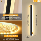 Outdoor Wall Lights Long Wall Sconce Dimmable With Remote Control Long Strip Modern LED Outdoor Wall Light Fixture 1 Pack Black Wall Mount Lighting Sconce Exterior Lights Wall Sconce For House Living Room Corridor - PulinGO