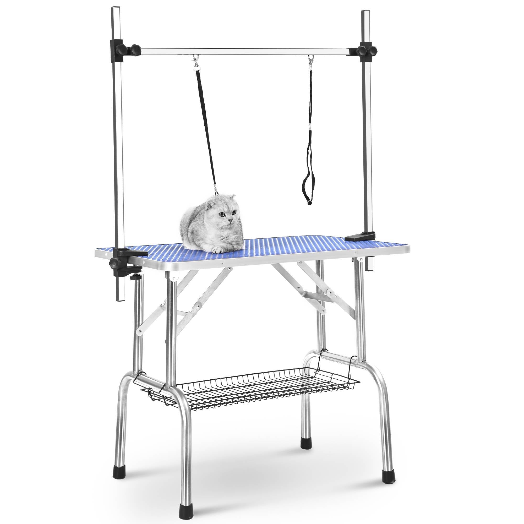 Professional Stainless Steel Folding Grooming Table – Heavy-Duty Dog Grooming Station with Adjustable Arm & Non-Slip Surface