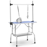 Professional Stainless Steel Folding Grooming Table – Heavy-Duty Dog Grooming Station with Adjustable Arm & Non-Slip Surface