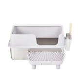 Extra-Large Stainless Steel & Plastic Litter Box with Snap-On Enclosure, Spatula & Foot Pad – Grey (61 × 40 × 33 cm)