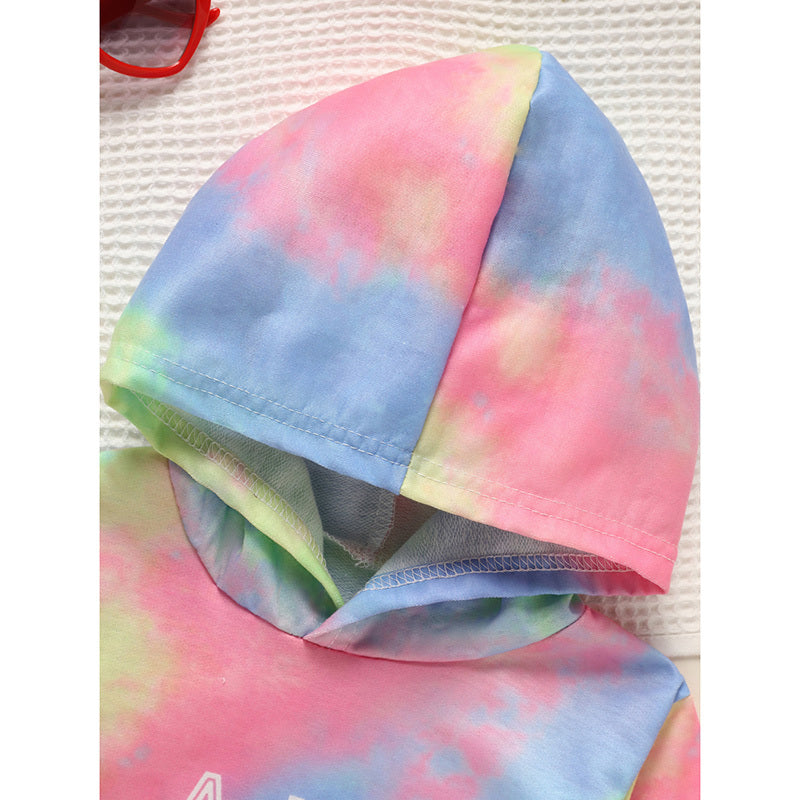 Toddler Girls Long Sleeve Tie-Dye Hooded Dress – Adorable & Comfortable Daily Wear for Kids