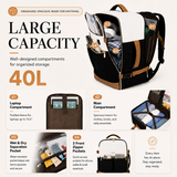 40L Carry-On Travel Backpack with Laptop Compartment & Packing Cubes