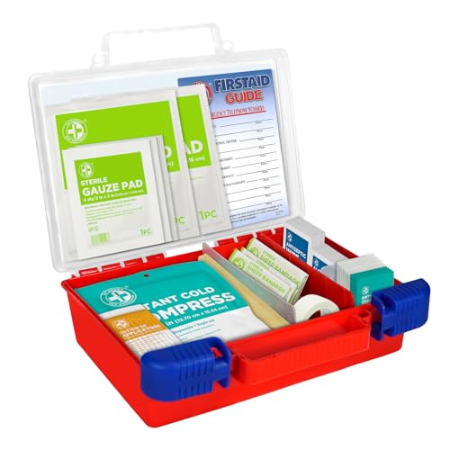 Be Smart Get Prepared First Aid Kit – 180 Pieces, FDA Approved Emergency Medical Kit (Red)