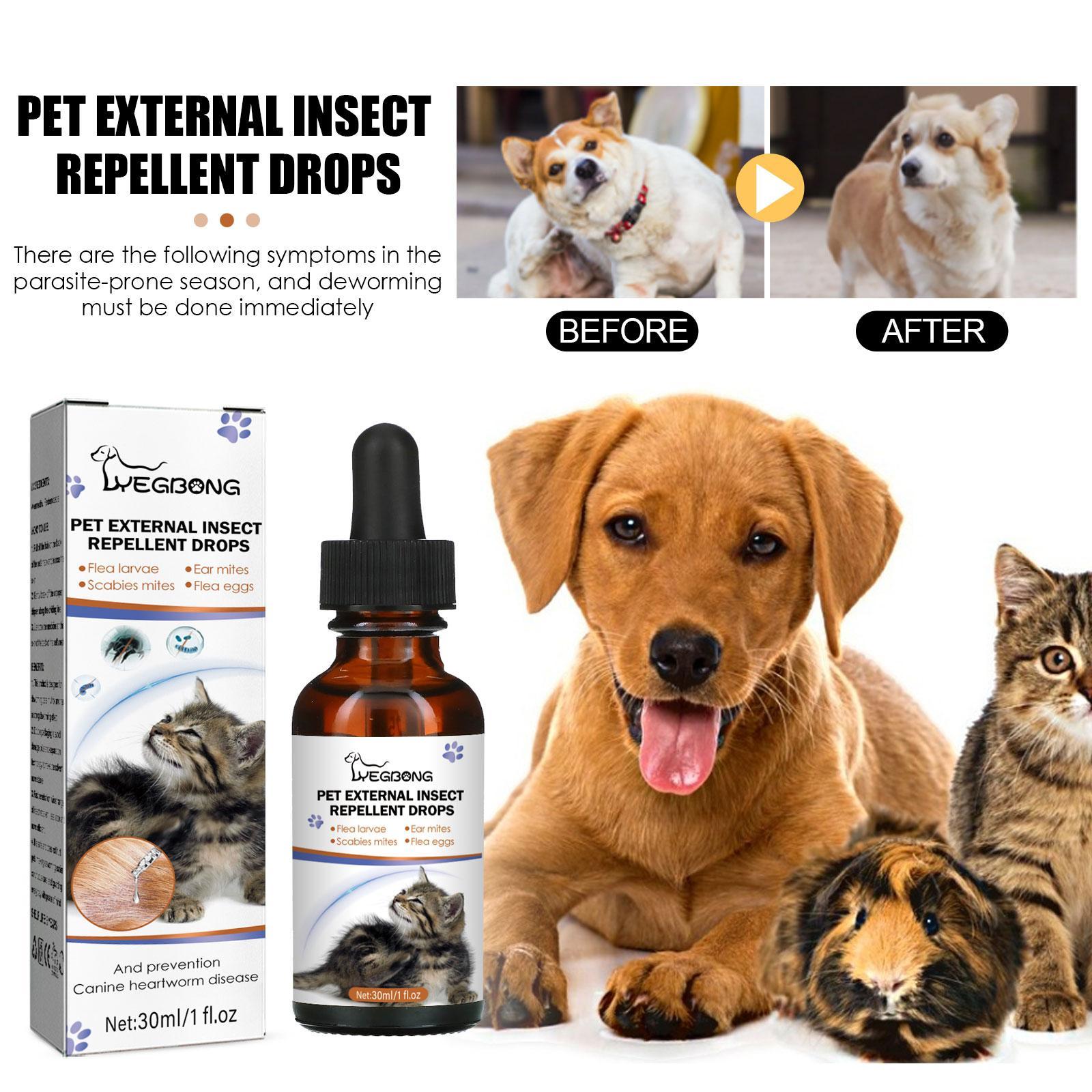 Yegbang External Deworming Drops for Pets – Flea, Tick & Lice Treatment with Soothing Itch Relief for Cats & Dogs