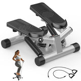 Mini Stepper with Resistance Bands - Compact Stair Stepper Machine with LCD Monitor for Full Body Workout