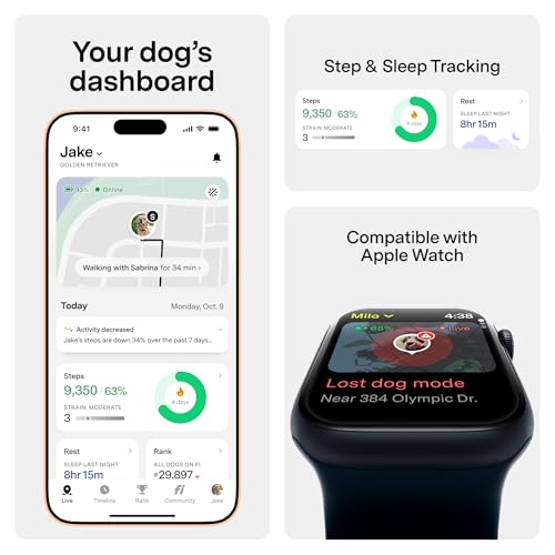 Fi Series 3+ Smart GPS Dog Tracking Collar with Real-Time Location, Escape Alerts & Health Monitoring