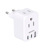 European Travel Plug Adapter with USB-C – 5 in 1 US to EU Power Adapter with Dual USB C Ports