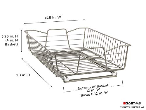 ClosetMaid Nickel Pull-Out Cabinet Organizer – Heavy-Duty Slide-Out Drawer for Kitchen, Bathroom & Pantry Cabinets