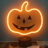 Pumpkin Neon LED Sign – Orange Halloween Emoji Design, USB & Battery Powered Table Décor Light for Kids & Party