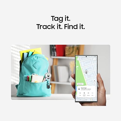Samsung Galaxy SmartTag2 Bluetooth Tracker, SmartThings Find Compatible Item Locator with 500-Day Battery & Waterproof Design – White