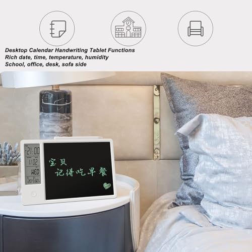HD LCD Electronic Calendar Writing Tablet – Smart Desk Organizer with Time & Climate Display (White)