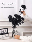 Artificial Black Roses – 12PCS 21" Long Stem Silk Flowers for Halloween, Gothic Wedding & Home Decor