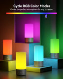 360° Silver Touch Table Lamp – Dimmable RGB Nightstand Light with 3 Brightness Levels