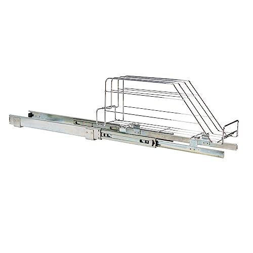 Household Essentials Glidez 3-Slot Pull-Out Cookware Organizer – Chrome Slide-Out Rack for Pots & Bakeware