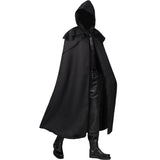 Medieval Black Hooded Cloak – Long Gothic Cape with Enlarged Hood for Halloween & Cosplay ⚔️🖤