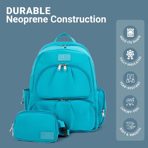 Alira Women’s Lunch Backpack with Insulated Cooler & Belt Bag – Premium Neoprene Work & Travel Laptop Backpack (17”)