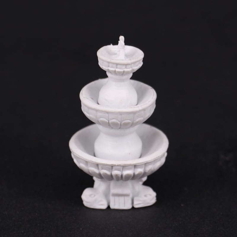 Miniature Micro Landscape Fountain Ornament – Plastic Dollhouse & Bonsai Decoration (White)
