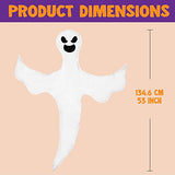 Happy Halloween Tree Ghost Decoration – 53” White Wrap-Around Ghost with Adjustable Arms (Weatherproof Outdoor Decor)