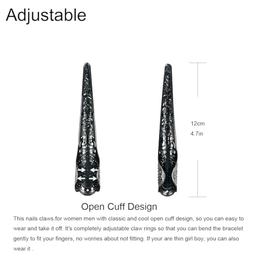 Gothic Vampire Claw Gloves Set – 10pcs Long Finger Claws with Black Stretch Gloves for Halloween & Cosplay