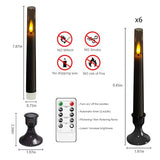 Grey Flameless Taper Candles with Remote – 6-Pack Flickering LED Candles for Weddings, Parties & Home Decor (9.45”)