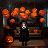 Floating Jack-O’-Lantern Halloween Lights – 12 Paper Pumpkins with 24 LED Tea Lights & Remote Control (Spooky Floating Decor)