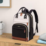 Women’s 15.6” Laptop Backpack with USB Charging Port – Large Waterproof Work & Travel Backpack with Anti-Theft Design (Beige/Black/Brown)