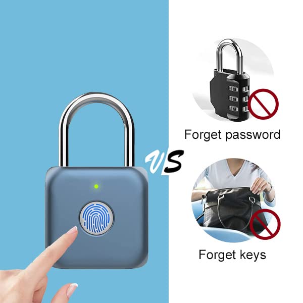 Compact Fingerprint Smart Padlock with USB Rechargeable Battery, Portable Biometric Security Lock for Gym, Travel & Personal Storage