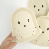 Beige Ghost Halloween Paper Plates – 24 Pcs 8.5" Cute Neutral Disposable Plates for Parties, Baby Showers & Summerween