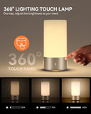 360° Silver Touch Table Lamp – Dimmable RGB Nightstand Light with 3 Brightness Levels