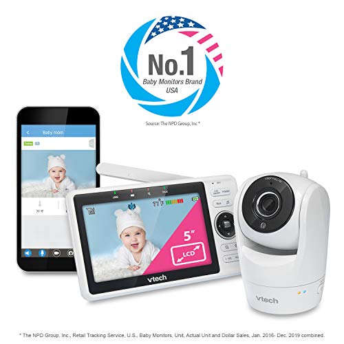 VTech VM901HD Smart WiFi Baby Monitor with 5" HD Parent Unit, 1080p Camera, Night Vision & Remote Pan Tilt Zoom