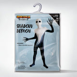 Kids Shadow Demon Halloween Costume – Unisex Black & White Ghost Bodysuit with Hood for Boys & Girls
