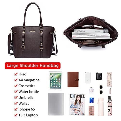 Montana West 3PCS Purse Set for Women – Tote Bag, Shoulder Satchel & Wallet PU Leather Handbag Set (Coffee)