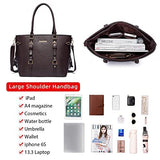 Montana West 3PCS Purse Set for Women – Tote Bag, Shoulder Satchel & Wallet PU Leather Handbag Set (Coffee)