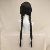 Wednesday Addams Braided Wig for Women & Girls – Realistic Black Synthetic Hair for Halloween & Cosplay