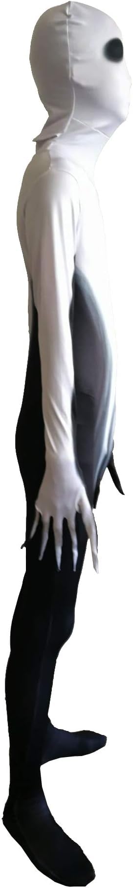 Kids Shadow Demon Halloween Costume – Unisex Black & White Ghost Bodysuit with Hood for Boys & Girls