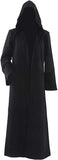 Men’s Hooded Tunic Robe – Black Medieval Cloak Halloween Cosplay Costume with Cape
