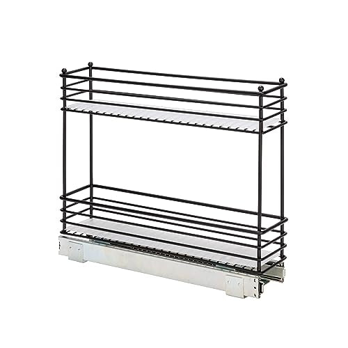 Household Essentials Glidez 2-Tier Pull-Out Cabinet Organizer – Slim Slide-Out Steel Storage with Protective Liners