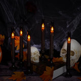 Grey Flameless Taper Candles with Remote – 6-Pack Flickering LED Candles for Weddings, Parties & Home Decor (9.45”)