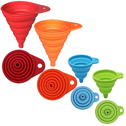 Collapsible Silicone Funnel Set – Heat Resistant Kitchen Funnels (4 pcs)
