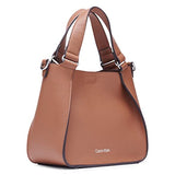 Calvin Klein Estelle Vegan Leather Crossbody Bag – Chic Everyday Purse with Adjustable Strap (Caramel)