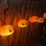 8.5FT Halloween Pumpkin Bat String Lights – 10 Orange Lanterns with Warm Glow & End-to-End Connection