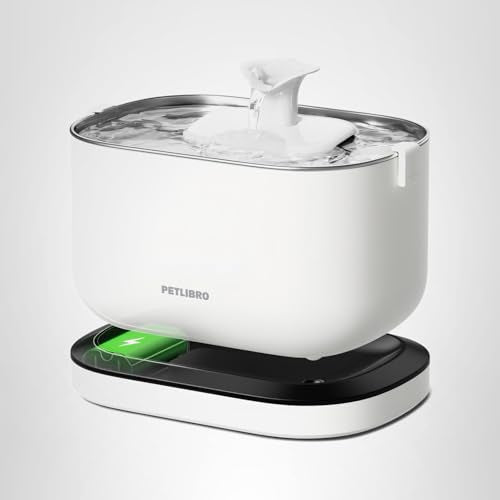 PETLIBRO Dockstream Wireless Cat Water Fountain 3L – Rechargeable Base & Radar Sensor Flow (White)