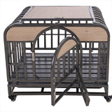 46" Heavy-Duty Furniture-Style Dog Crate with Removable Trays & Wheels