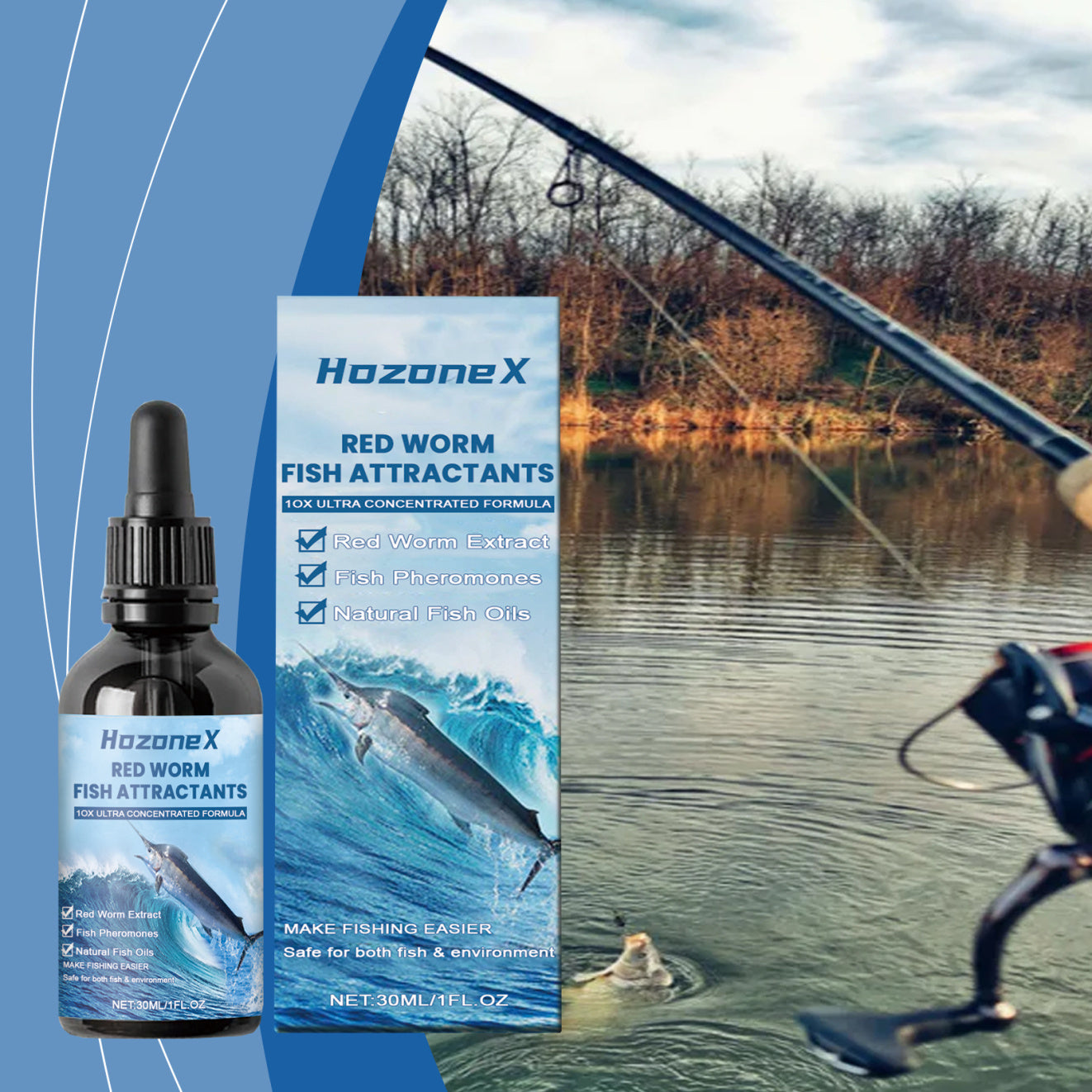Bloodworm Fish Attractant Liquid - Concentrated Blood Worm Bait Scent for Fishing