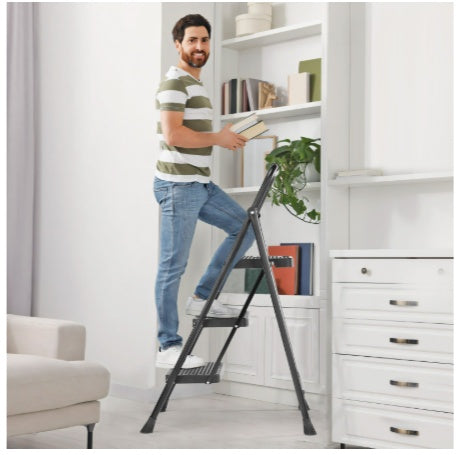 Durable 3-Step Folding Ladder with Safety Buckle