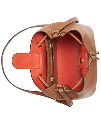 Calvin Klein Gabrianna Bucket Shoulder Bag – Vegan Leather Convertible Crossbody Purse (Caramel)