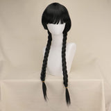 Wednesday Addams Braided Wig for Women & Girls – Realistic Black Synthetic Hair for Halloween & Cosplay