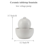 Ceramic Mini Tabletop Fountain A174 – Indoor & Outdoor Zen Water Feature (White)